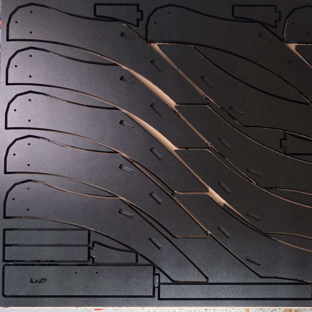 Nested HDPE parts cut on the CNC router