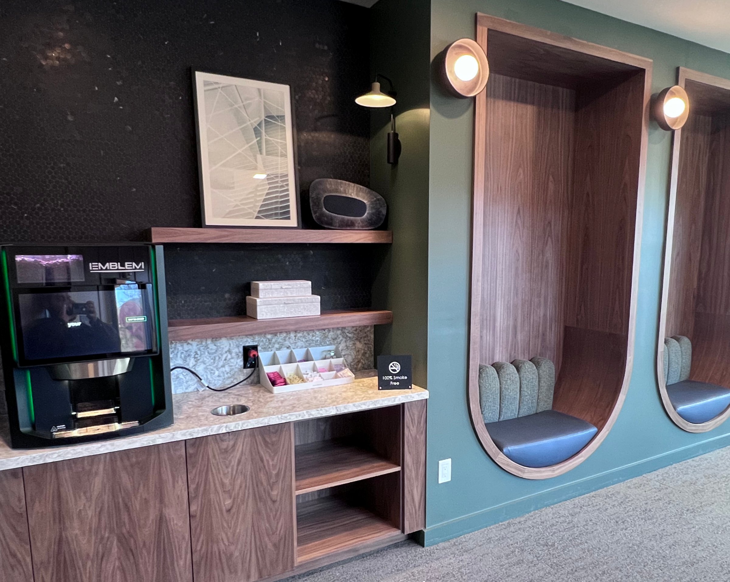 Residential lobby lounge seating and millwork